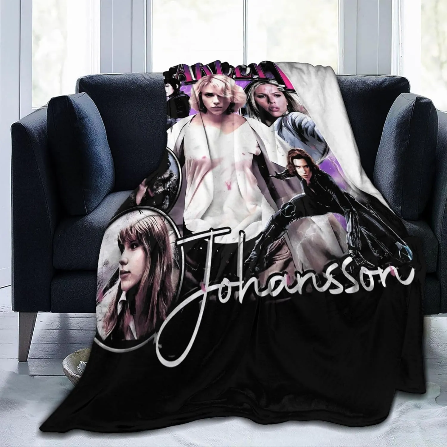 Scarlett Johansson Blanket Flannel Fleece Printed Throw Blankets Ultra Soft Micro Warm Blanket for All Season Bedding Chair Sofa Couch Bed 50"x40"