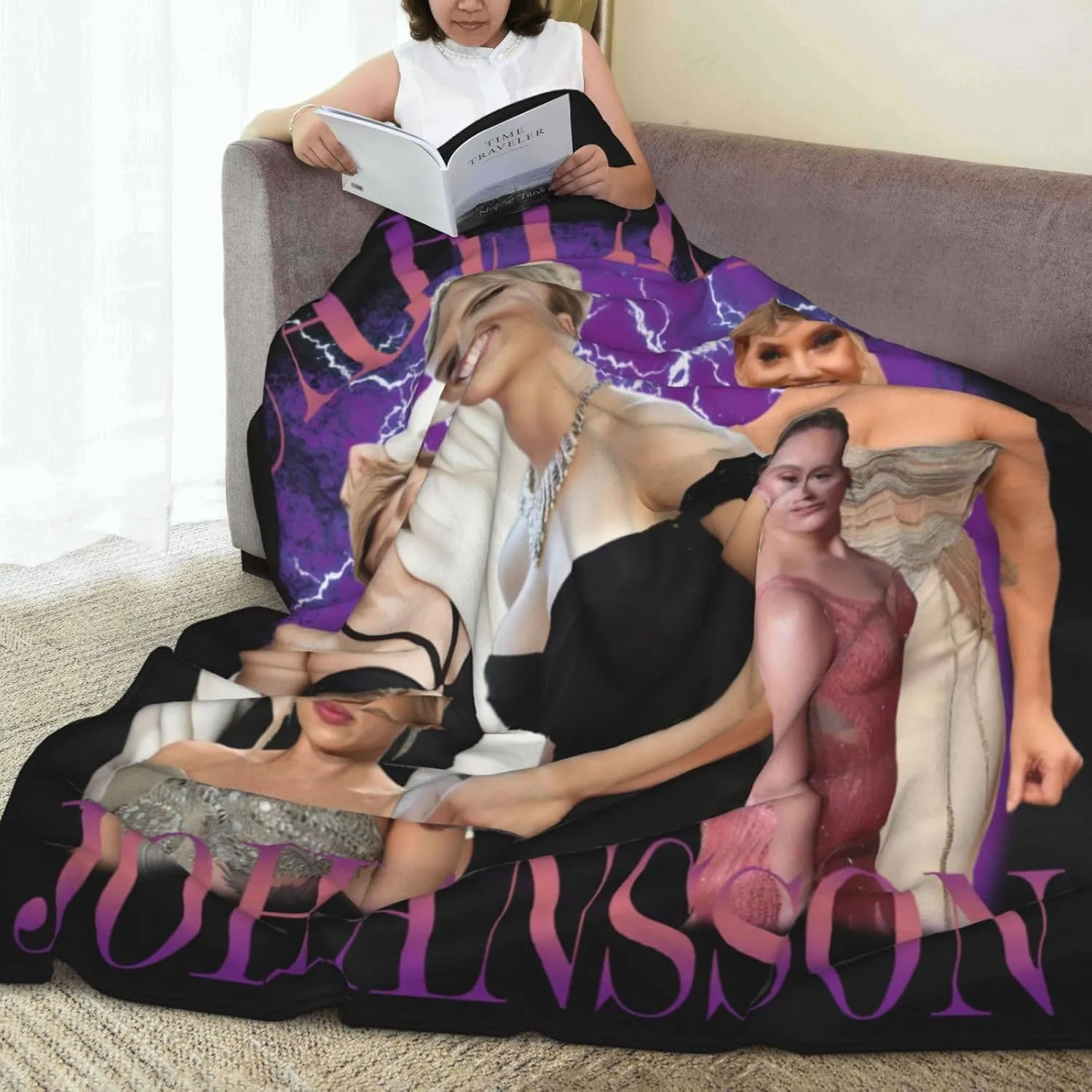 Scarlett Johansson Blanket Flannel Fleece Printed Throw Blankets Ultra Soft Micro Warm Blanket for All Season Bedding Chair Sofa Couch Bed 50"x40"