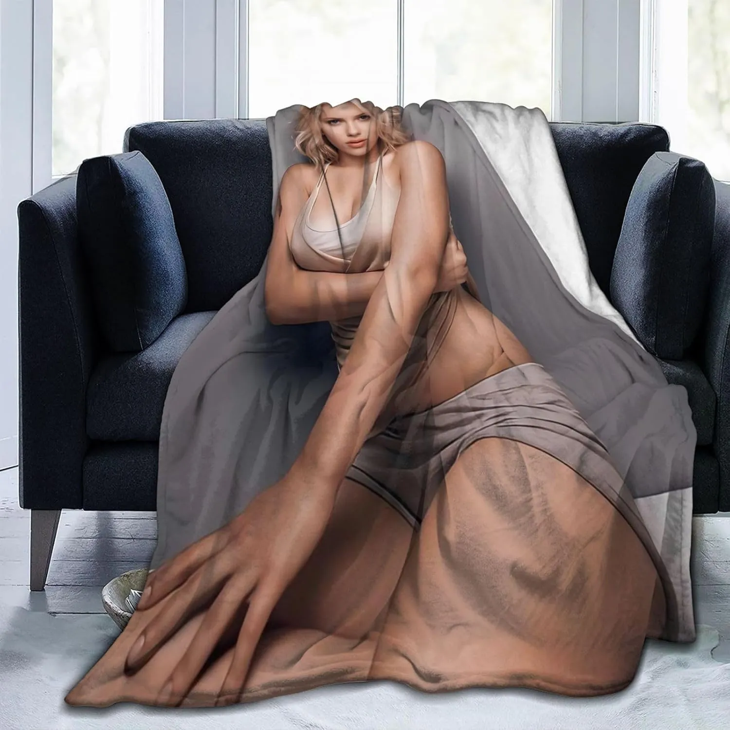 Scarlett Johansson Blanket Flannel Fleece Printed Throw Blankets Ultra Soft Micro Warm Blanket for All Season Bedding Chair Sofa Couch Bed 50"x40"