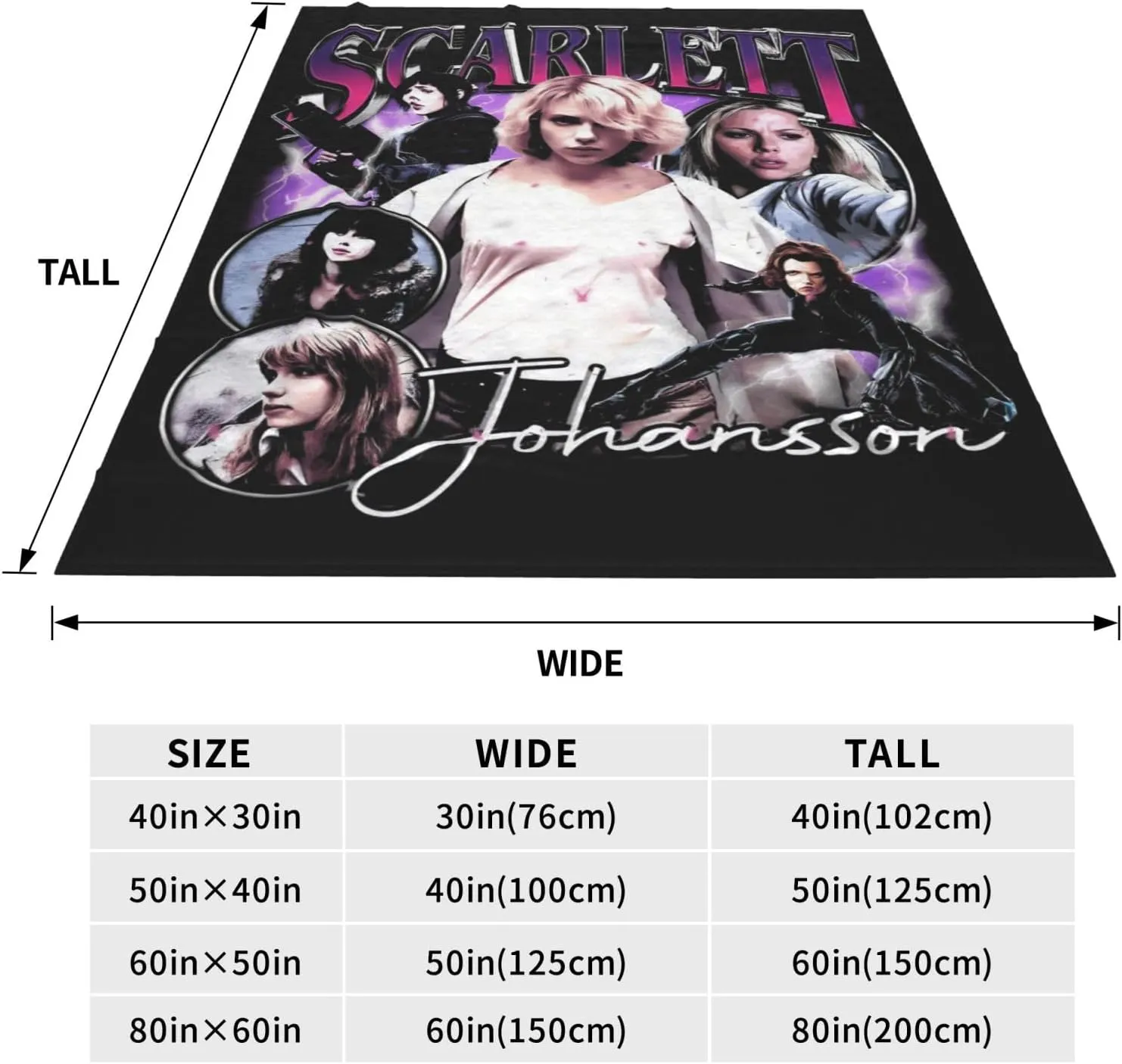Scarlett Johansson Blanket Flannel Fleece Printed Throw Blankets Ultra Soft Micro Warm Blanket for All Season Bedding Chair Sofa Couch Bed 50"x40"