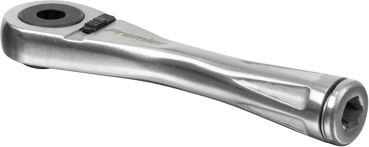 Sealey AK6962 Bit Driver Micro Stainless Steel Ratchet, 1/4 Hex, 85mm x 123mm x 42mm, Silver