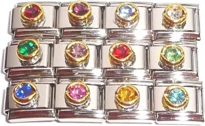 Set of 12 Round Italian Charms - All Months January, February, March, April, May, June, July, August, September, October, November, December