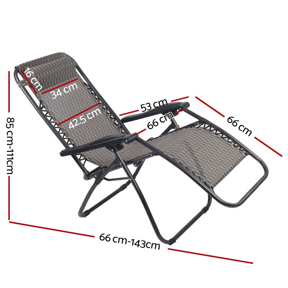 Set of 2 Outdoor Recliner Zero Gravity Chairs - Brown/Black