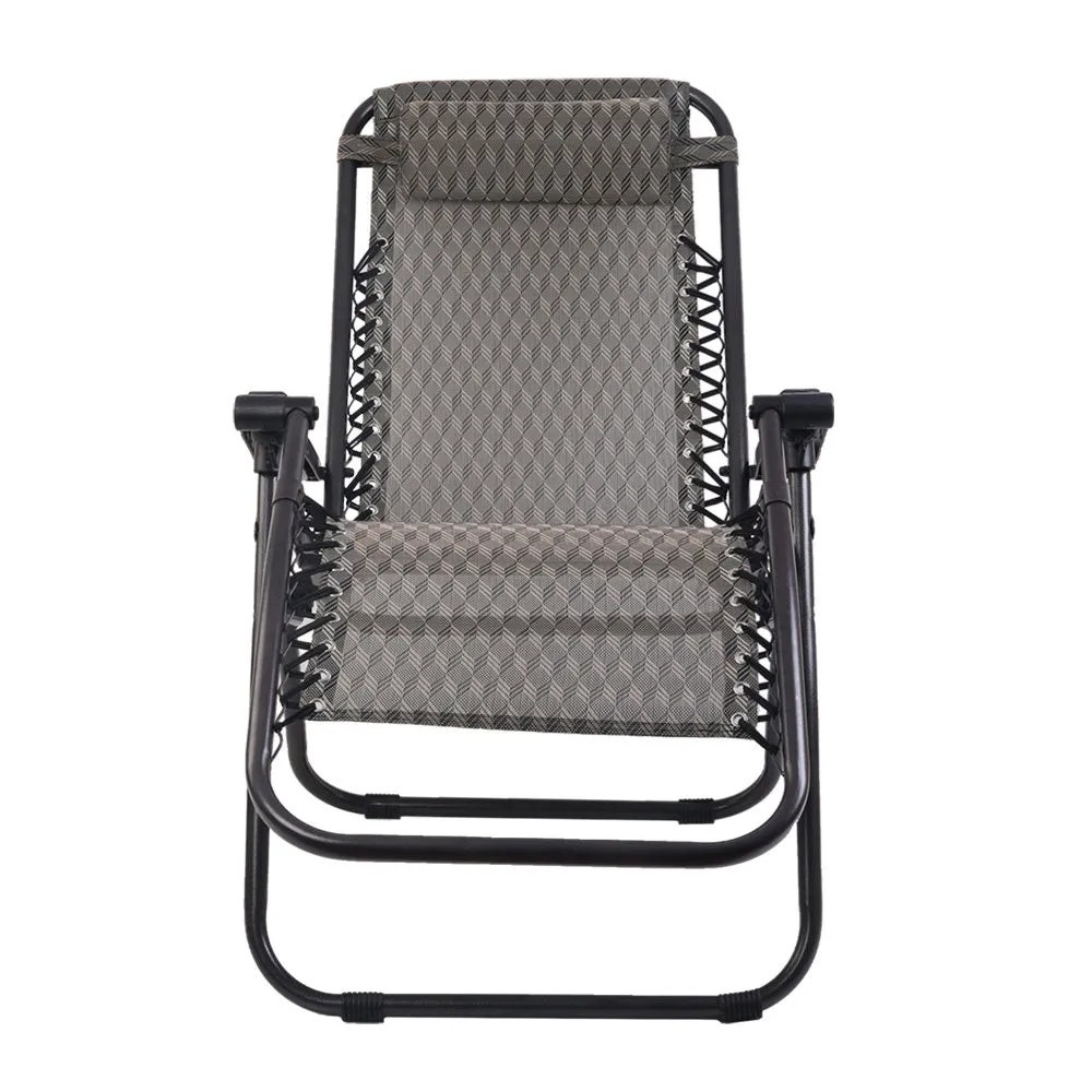 Set of 2 Outdoor Recliner Zero Gravity Chairs - Brown/Black