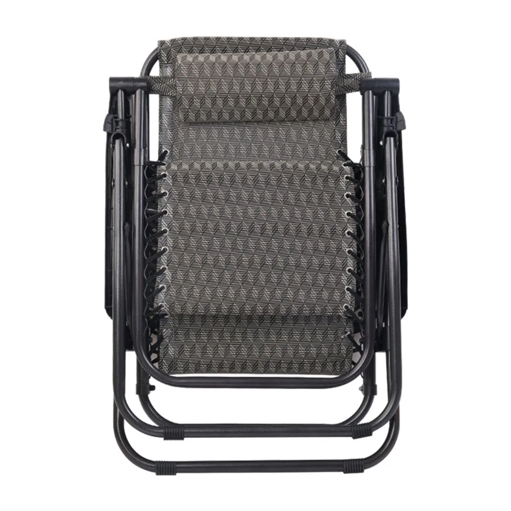 Set of 2 Outdoor Recliner Zero Gravity Chairs - Brown/Black