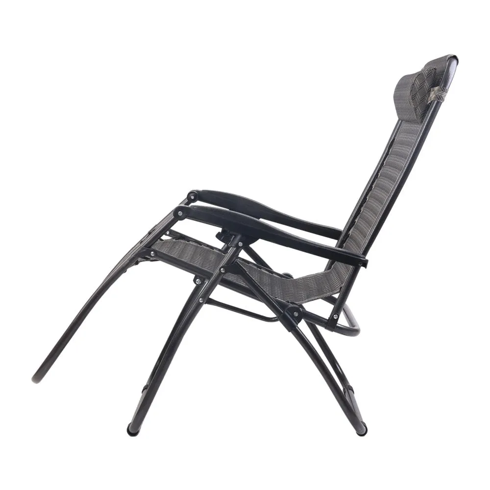 Set of 2 Outdoor Recliner Zero Gravity Chairs - Brown/Black