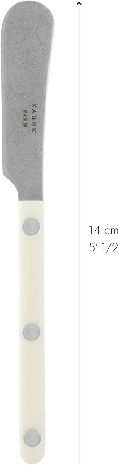 Set of 2 Spreader Knives 5.5 inches - Bistrot Vintage Collection - Perfect for Butter, Tapenades, Spreads - Stainless Steel & Nylon - Dishwasher Safe - Ivory - Mat Finish