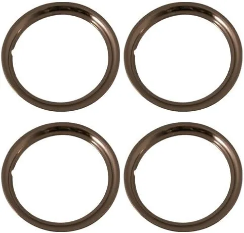 Set of 4 NEW Chrome Plated Steel 16 Inch Beauty Trim Rings with Metal Clip Retention System - Part #: 1516C
