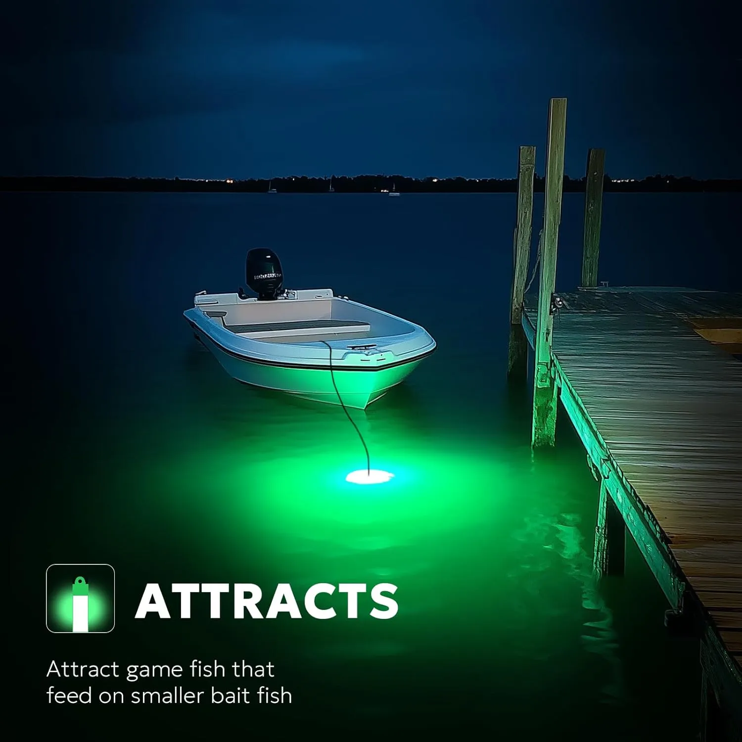 SF DC 12V LED Underwater Fishing Light 45W 70W 100W Fish Attracting Light 5600 7000 13000lm Green Fishing Light Submersible for Dock and Boats IP68 Waterproof with Cigarette Lighter or Battery Clips