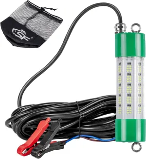 SF DC 12V LED Underwater Fishing Light 45W 70W 100W Fish Attracting Light 5600 7000 13000lm Green Fishing Light Submersible for Dock and Boats IP68 Waterproof with Cigarette Lighter or Battery Clips