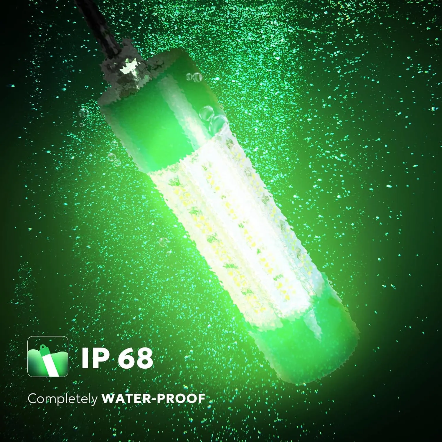 SF DC 12V LED Underwater Fishing Light 45W 70W 100W Fish Attracting Light 5600 7000 13000lm Green Fishing Light Submersible for Dock and Boats IP68 Waterproof with Cigarette Lighter or Battery Clips