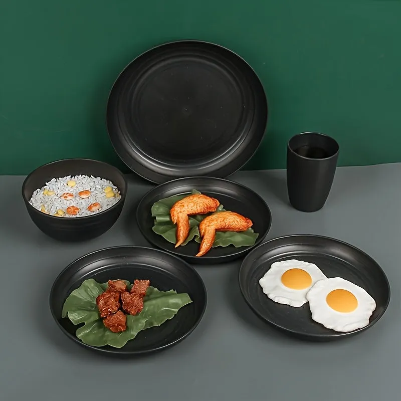 Shatterproof Tableware 16pcs Set Indestructible Black Set