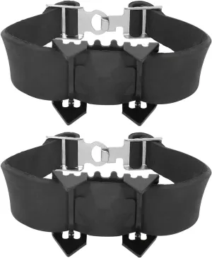 Shoe Ice Crampon Non Slip Boots Spikes Adjustable Rubber Band 4-Tooth Crampons Walk Traction Cleats for Snow Ice and Lawn Walking Hiking