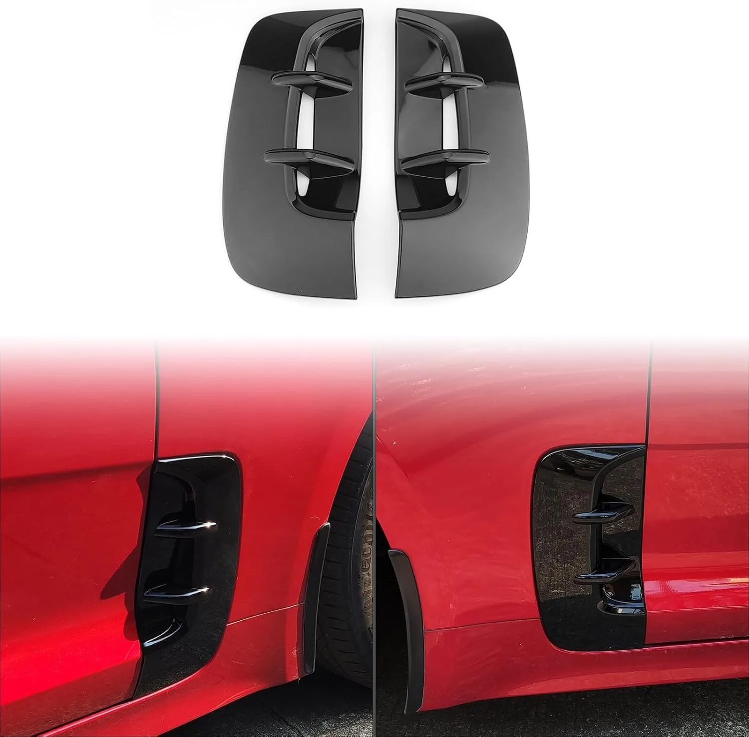 Side Fender Vent Cover Car Front Side Fender Air Vent Outlet Cover Compatible with Kia Stinger Accessories (Glossy Black Style Vent Cover)