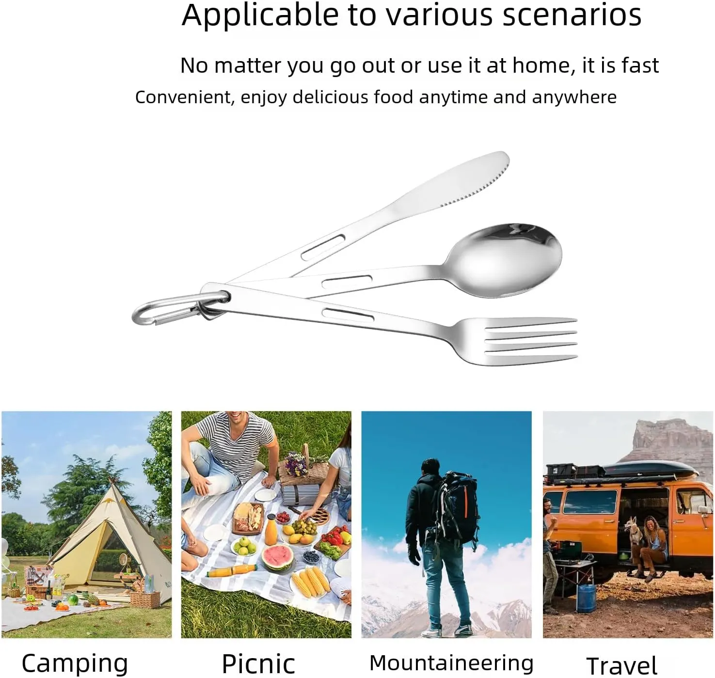 Silverware Flatware Cutlery Set, 3/12/18/24/30/36pcs Outdoor Camping Tableware Picnic Stainless Steel Knife, Fork And Spoon Set Travel Portable Tableware With Storage Bag(Black,24 Pieces for