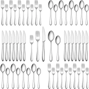 Silverware Set, 40-Piece Flatware Set, Wildone Stainless Steel Tableware Cutlery Set Service for 8, Include Dinner Knives/Forks/Spoons, Mirror Polished, Dishwasher Safe