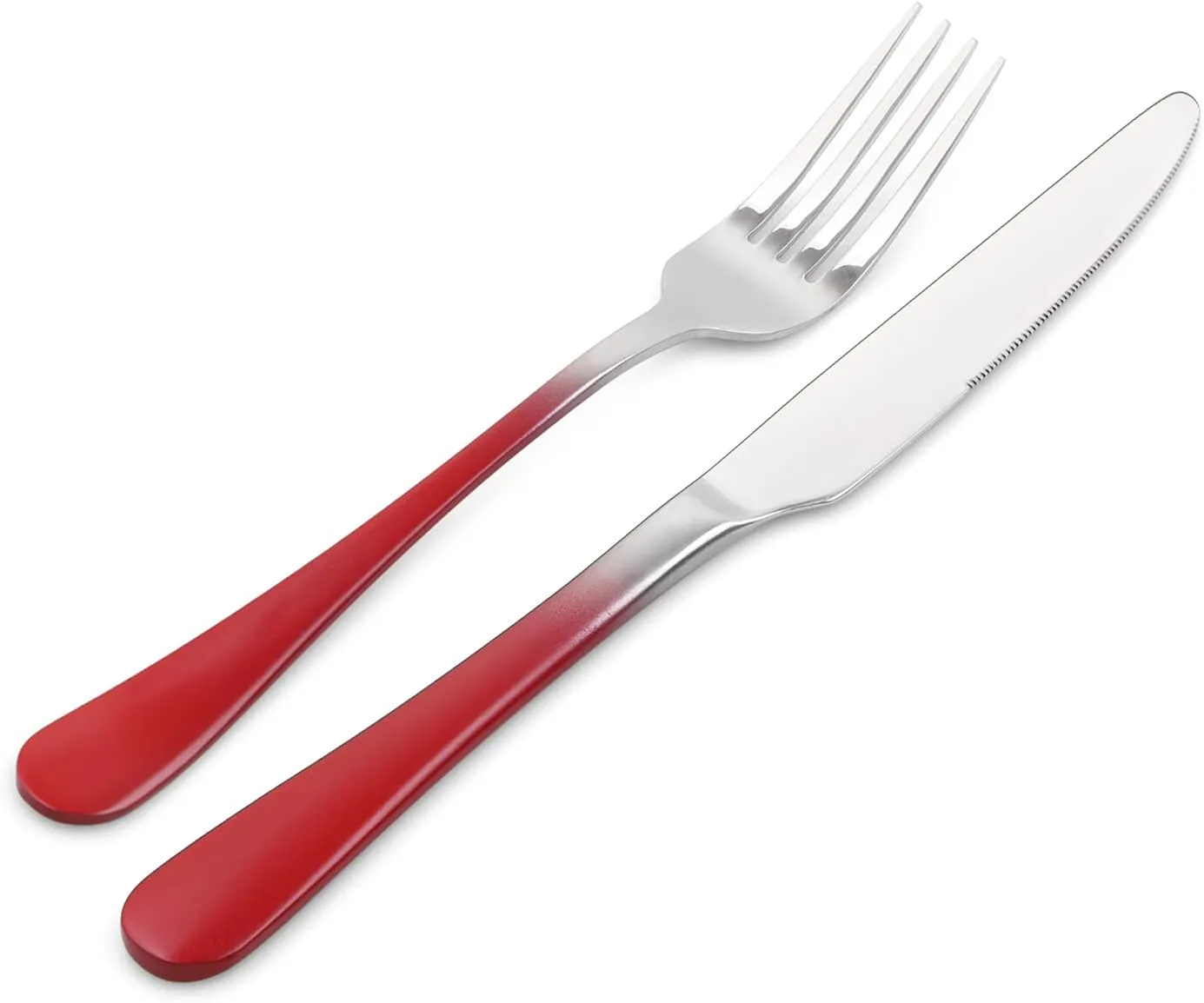 Silverware Set, Bysta 40-Piece Stainless Steel Flatware Set, Kitchen Utensil Set Service for 8, Tableware Cutlery Set for Home and Restaurant, Mirror Polished, Dishwasher Safe (Gradient Red)