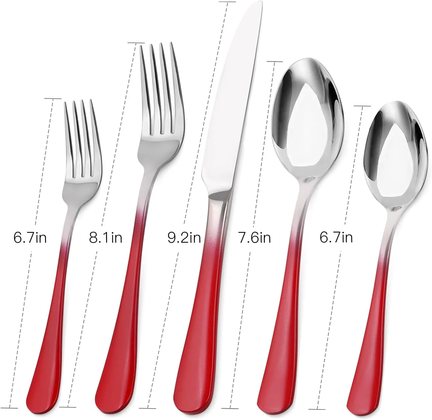 Silverware Set, Bysta 40-Piece Stainless Steel Flatware Set, Kitchen Utensil Set Service for 8, Tableware Cutlery Set for Home and Restaurant, Mirror Polished, Dishwasher Safe (Gradient Red)