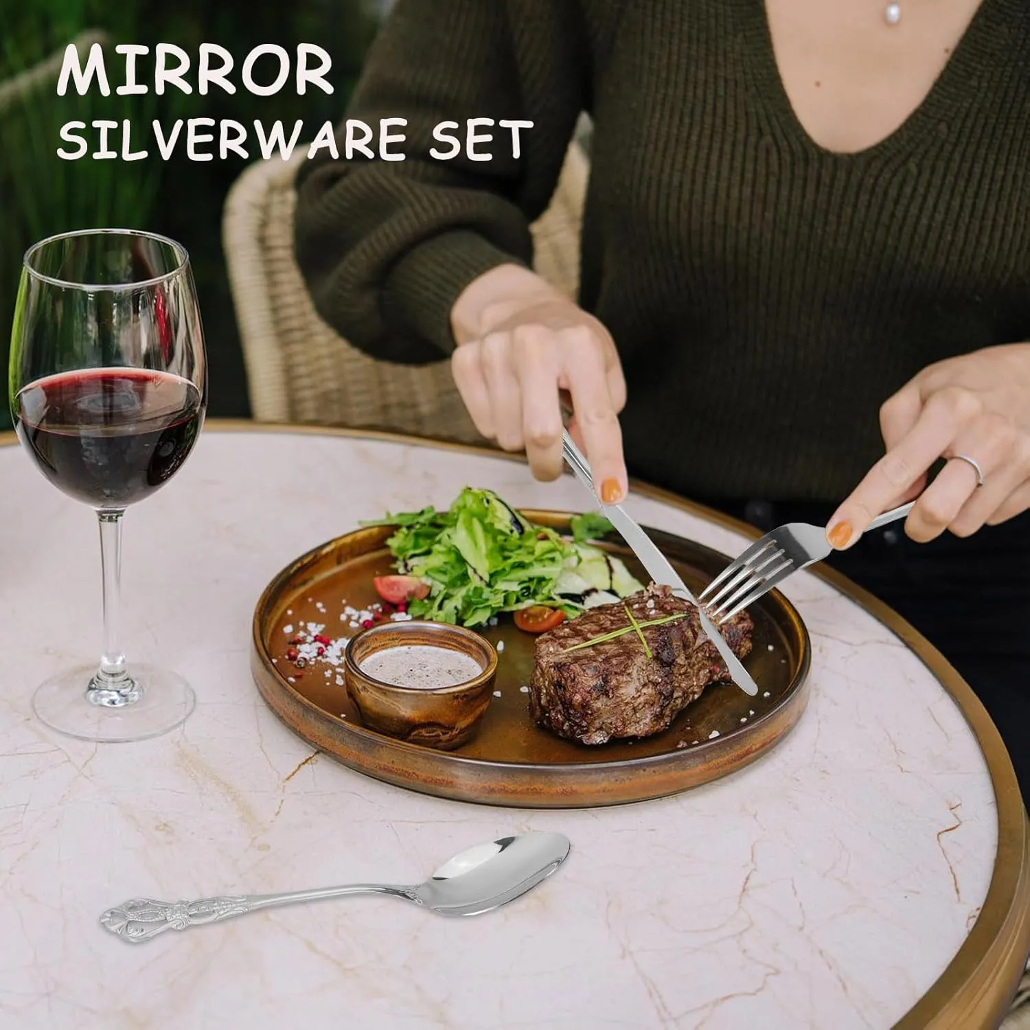 Silverware Set for 4, Stainless Steel Gorgeous Retro Royal Flatware Set, 20-Pieces Cutlery Tableware set, Kitchen utensils set Include Spoons And Forks Set, Mirror Finish, Dishwasher Safe