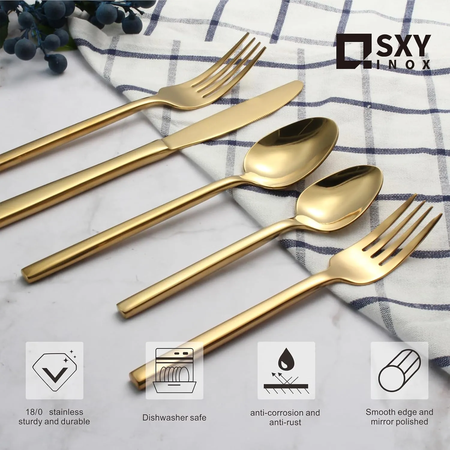 Silverware Set for 4,20 Pieces Forged Stainless Steel Flatware Set Cutlery Set,Heavy Duty and Modern Desgin,Fancy Tableware Cutlery Set for Home,Restaurant,Mirror Polished,Dishwasher Safe