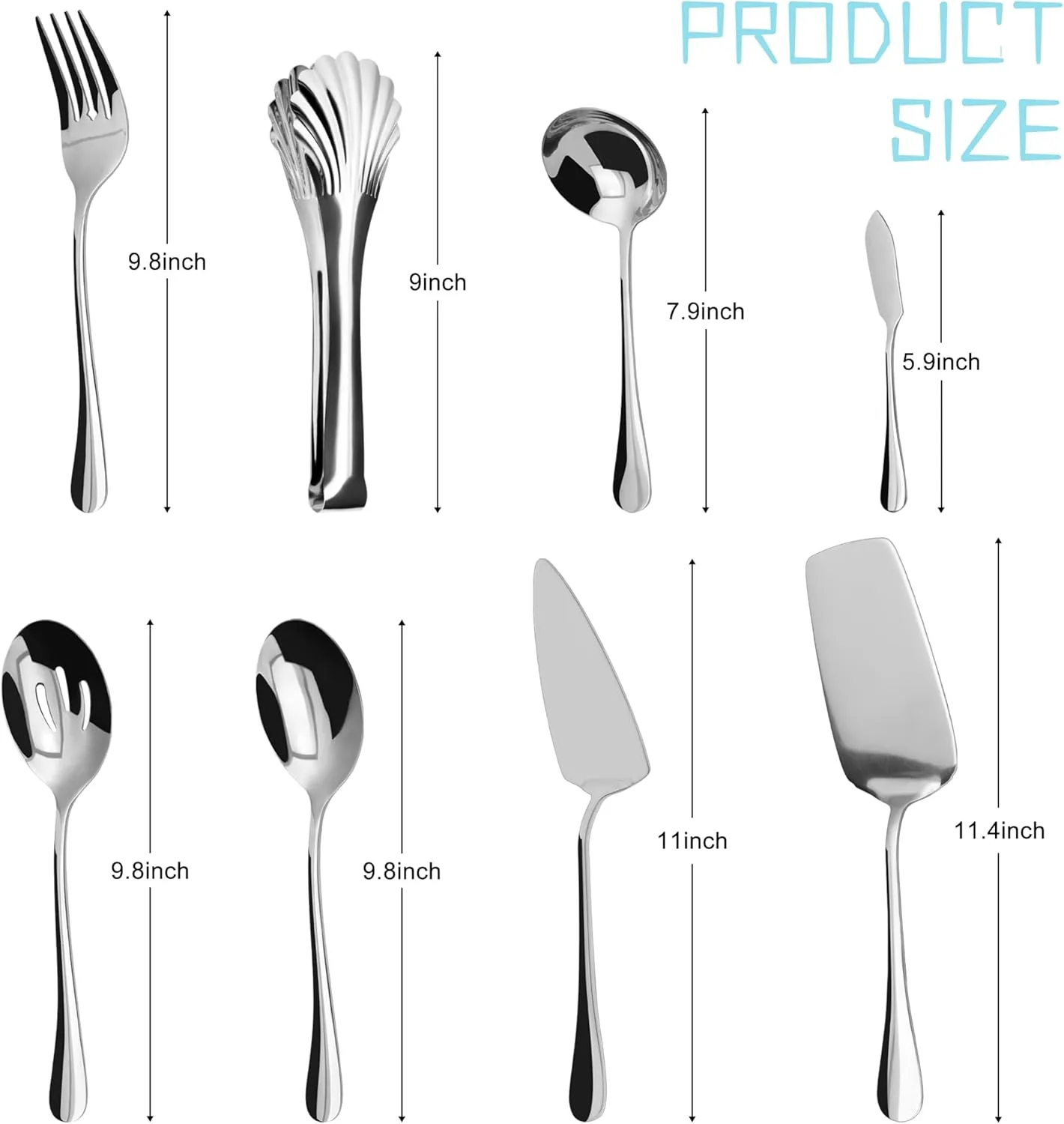 Silverware Set,32 piece Siverware Set and Serving Utensil Set,Stainless Steel Knives Spoon Forks Set for Home, Kitchen, Mirror Polished& Dishwasher Safe (5.5-11.2Inch Serving set Silverware set-32pcs)
