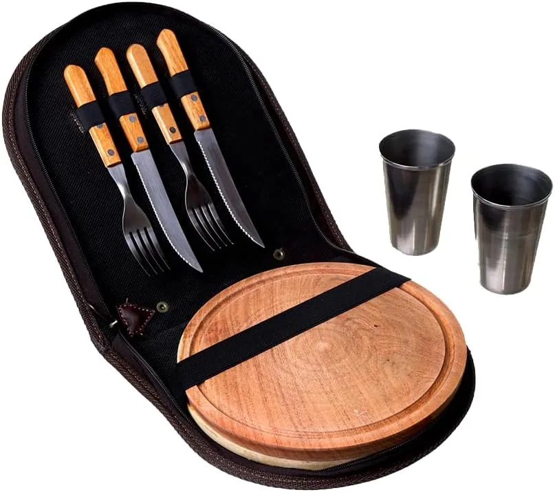 Simile Capybara Leather Roasting Set for Two Agenda | BBQ Tableware | BBQ Accessories, Black