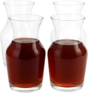 Single Serving Glass Wine Carafe 6.5 oz - Mini Decanters - Small Individual Carafes, set of 4 - w/coasters