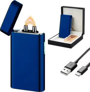 SKRFIRE Electric Lighter Windproof, Flame Electric Lighter Plasma-Flame Arc Lighter Rechargeable USB Lighter Flame Lighter with Battery Indicator(Blue)