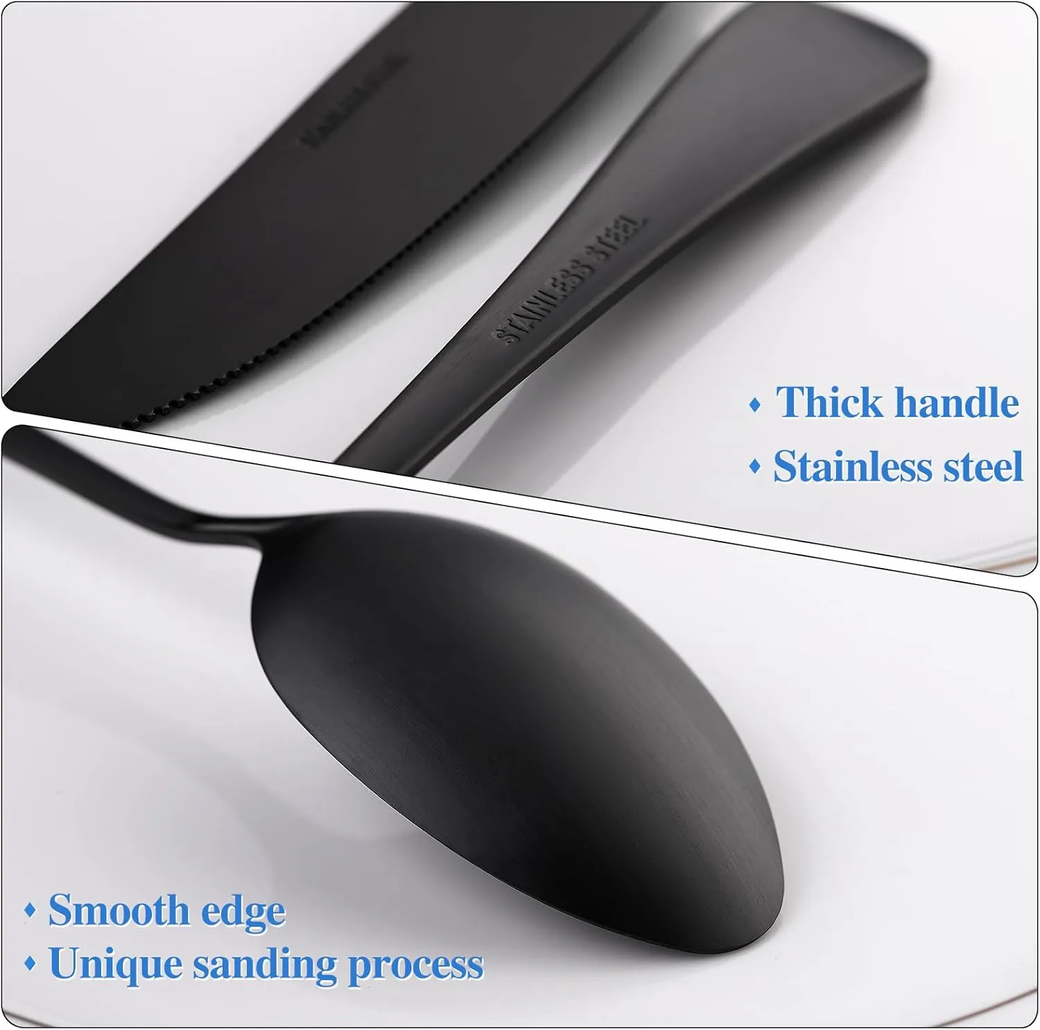 Skull Silverware Set SANLUNS 40 Piece Matte Black Unique Flatware Set for 8,Stainless Steel Fine Dining Utensils Spoons,Forks,Knife Pattern Tableware Durable Cutlery Halloween Home Kitchen,Dishwasher