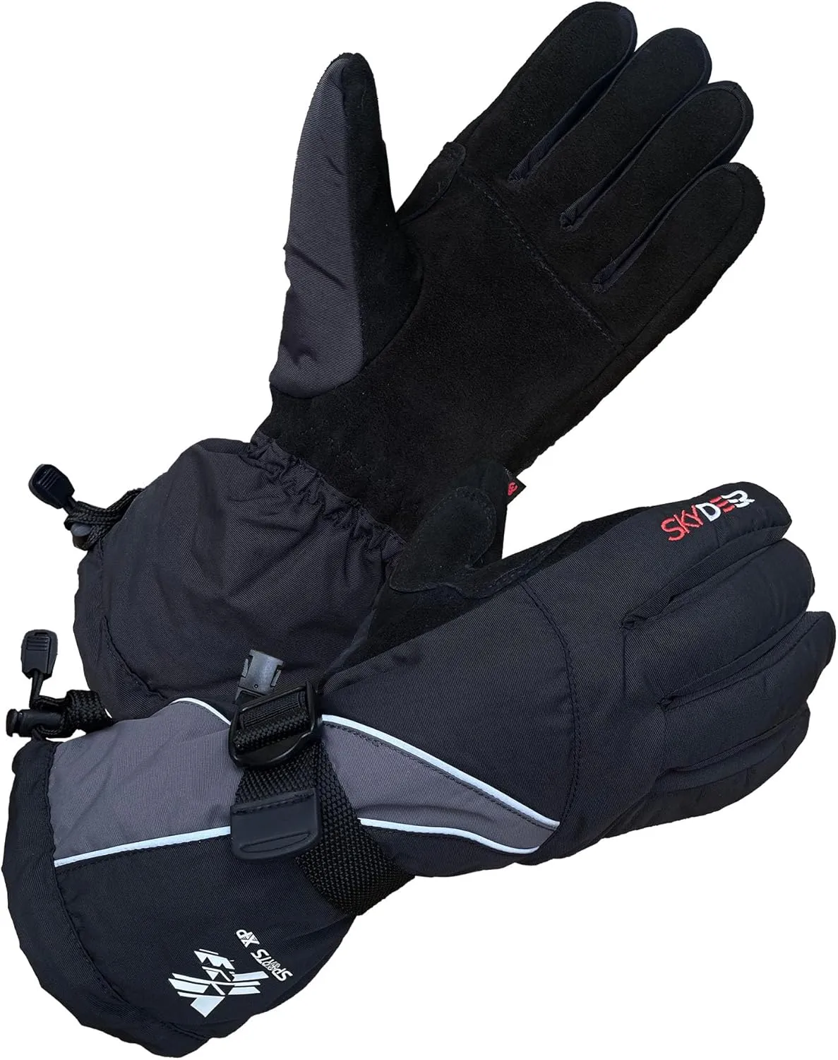 SKYDEER 100% Waterproof and Premium Deerskin Suede Leather Ski Gloves with 150G 3M Thinsulate Lining, Ultra Soft & Durable & Warm Cold Weather Gloves for Extreme Cold Condition (SD8650T)