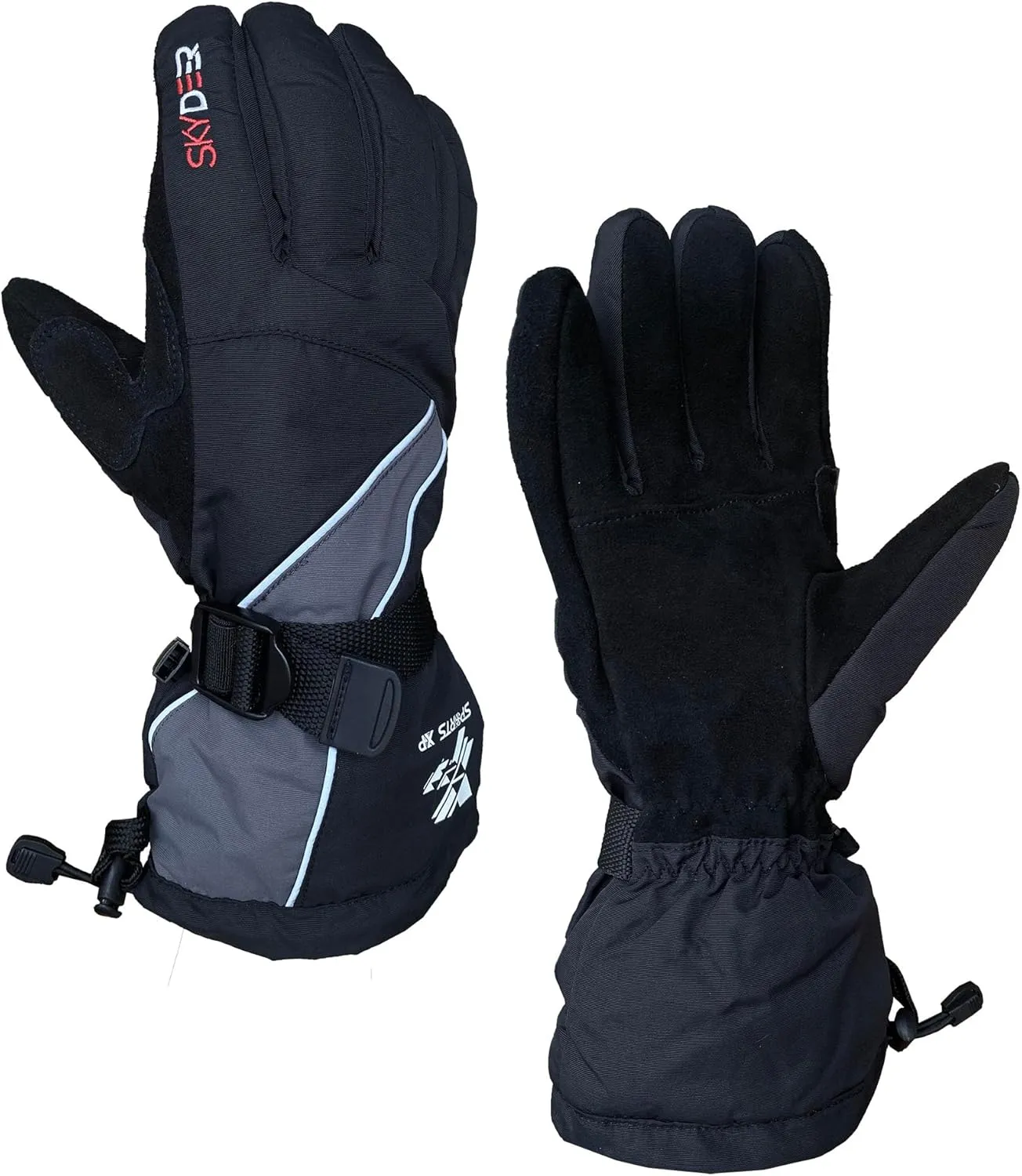 SKYDEER 100% Waterproof and Premium Deerskin Suede Leather Ski Gloves with 150G 3M Thinsulate Lining, Ultra Soft & Durable & Warm Cold Weather Gloves for Extreme Cold Condition (SD8650T)
