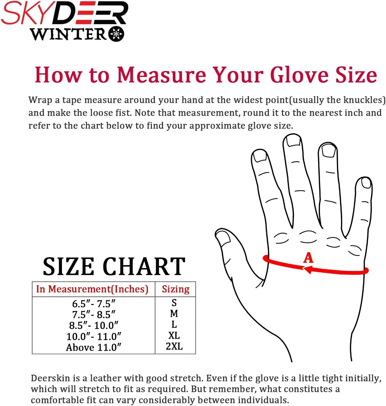 SKYDEER 3M Thinsulate Thermal Winter Work Gloves with Windproof Premium Genuine Deerskin Suede Leather (Unisex)