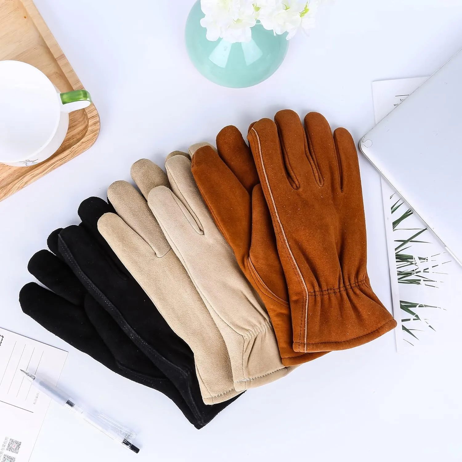 SKYDEER 3M Thinsulate Thermal Winter Work Gloves with Windproof Premium Genuine Deerskin Suede Leather (Unisex)