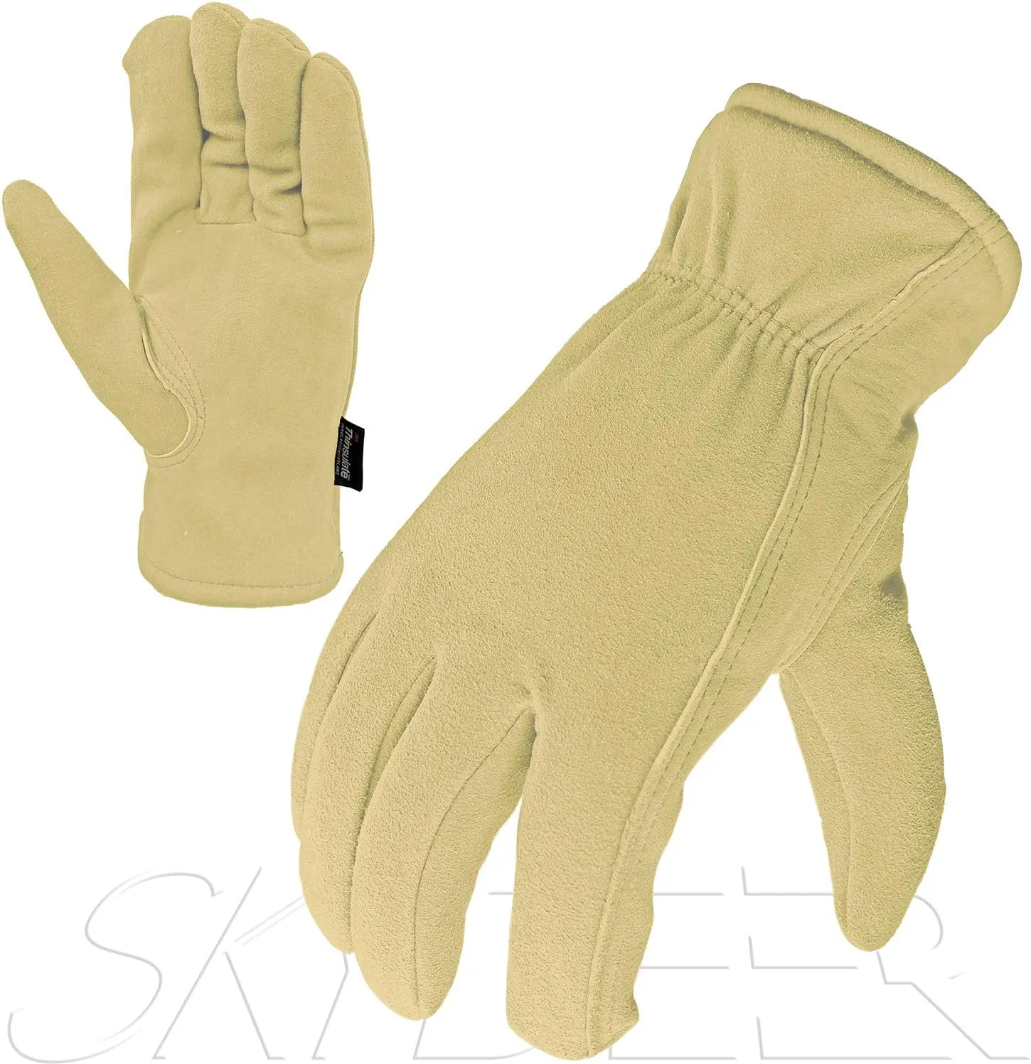 SKYDEER 3M Thinsulate Thermal Winter Work Gloves with Windproof Premium Genuine Deerskin Suede Leather (Unisex)