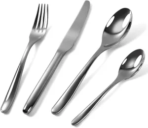 Sliverware Set, 16 Pieces Flatware Set for 4, Food Grade Stainless Steel Tableware Cutlery Set, Knife Fork and Spoon Silverware Set, Heavy Duty Utensils, Home&Restaurant, Dishwasher Safe.