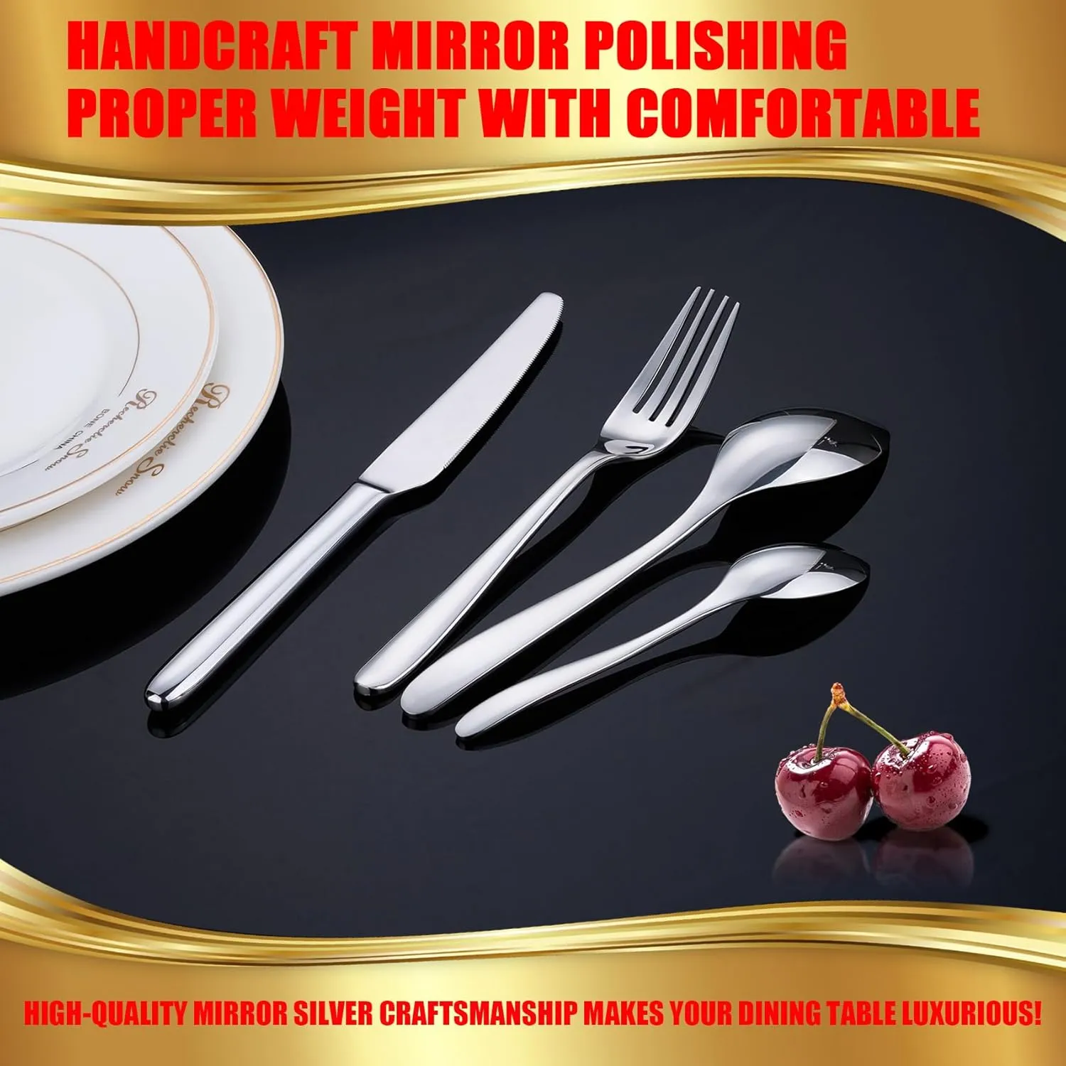 Sliverware Set, 16 Pieces Flatware Set for 4, Food Grade Stainless Steel Tableware Cutlery Set, Knife Fork and Spoon Silverware Set, Heavy Duty Utensils, Home&Restaurant, Dishwasher Safe.