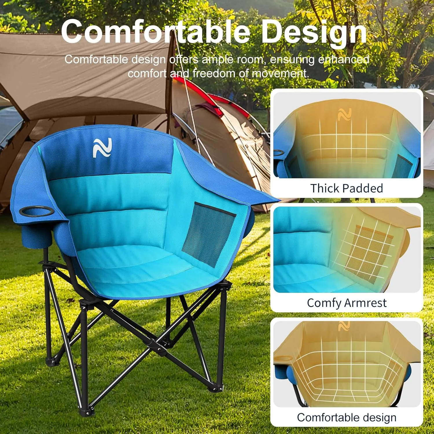 Slsy Heated Camping Chair Oversized, Outdoor Portable Heated Folding Chairs, Heated Foldable Chair Seat Supports 500 lbs, Heating Chair for Outdoor Sports, Camping, Patio, and Picnics