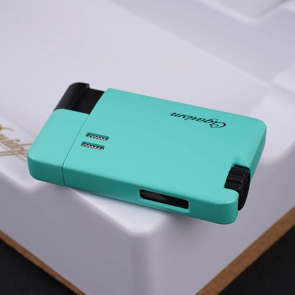 Small Pocket Cigar Lighter, Single Torch Jet Flame Windproof Refillable Butane Lighter (Green)