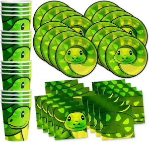 Snake Birthday Party Supplies Set Plates Napkins Cups Tableware Kit for 16