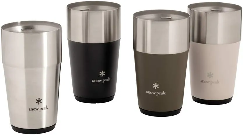 Snow Peak SET-470 Thermo Tumbler 470, Set of 4 Colors, Black, Olive Green, Silver, Sand