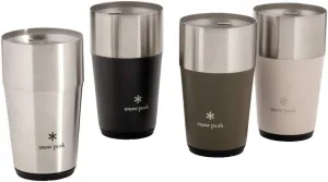 Snow Peak SET-470 Thermo Tumbler 470, Set of 4 Colors, Black, Olive Green, Silver, Sand