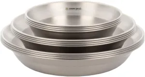 Snow Peak Tableware Set Family, 16 pcs, TW-021, Stainless Steel, Lightweight for Camping Everyday Use, Made in Japan, Lifetime Product Guarantee