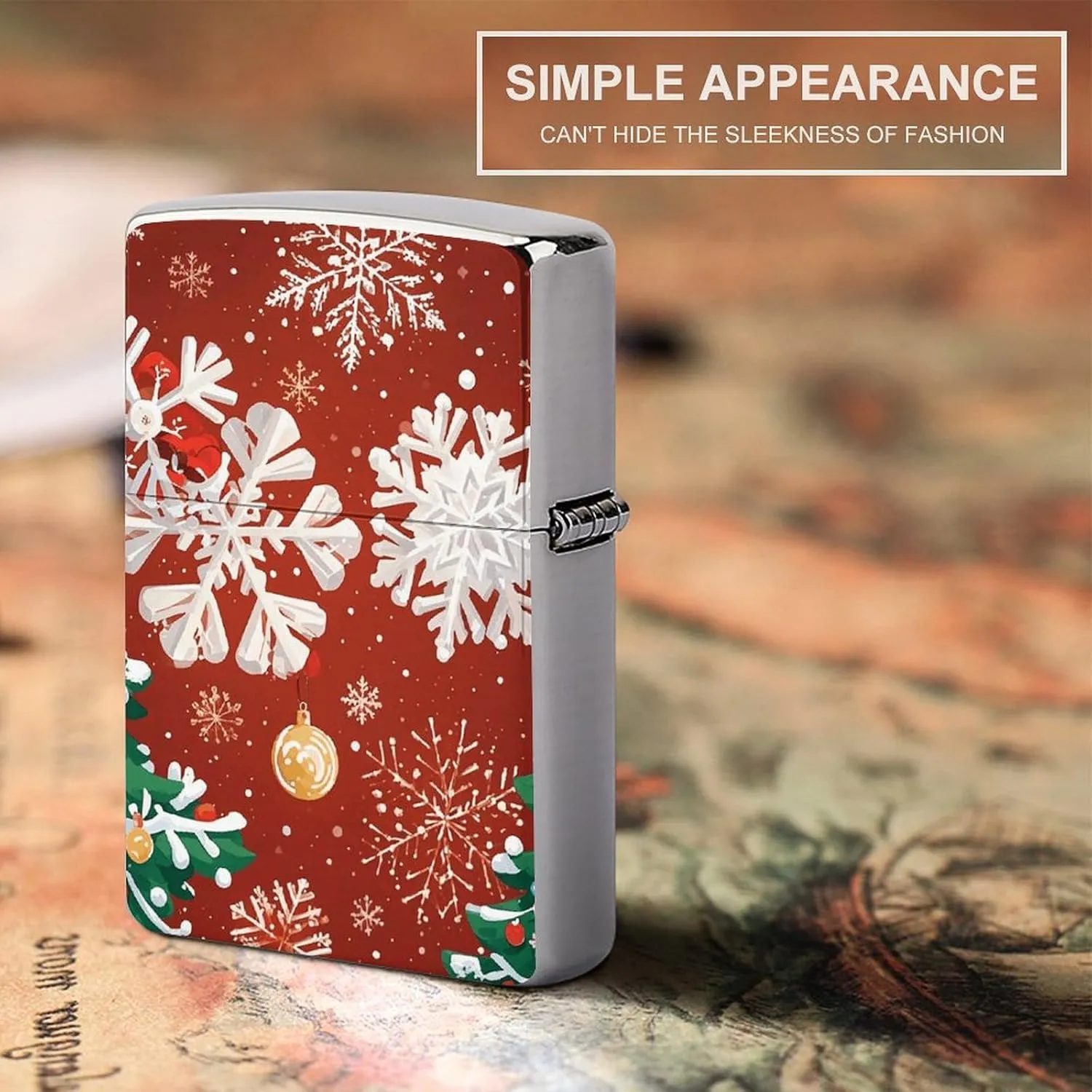 Snowflakes and Christmas TreesLighter Case Waterproof Lighter Sleeve Lighters Protective Cover with Graffiti Design
