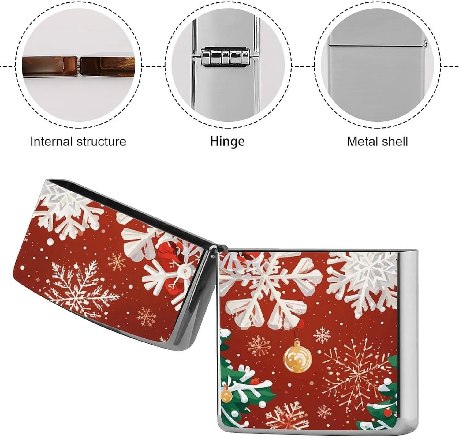 Snowflakes and Christmas TreesLighter Case Waterproof Lighter Sleeve Lighters Protective Cover with Graffiti Design