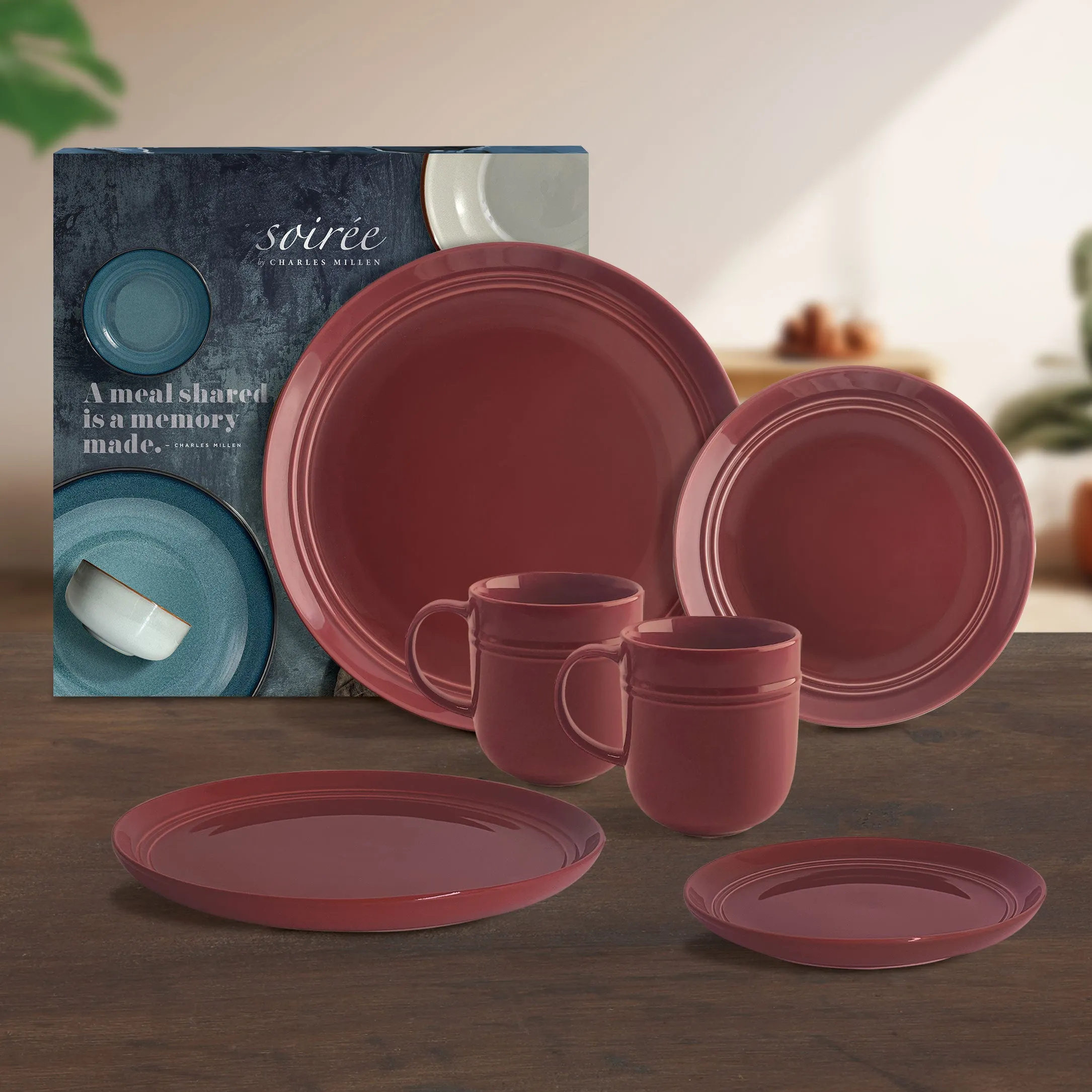 Soiree Lerrin 6 Piece Dining Set, Wine Red