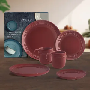 Soiree Lerrin 6 Piece Dining Set, Wine Red