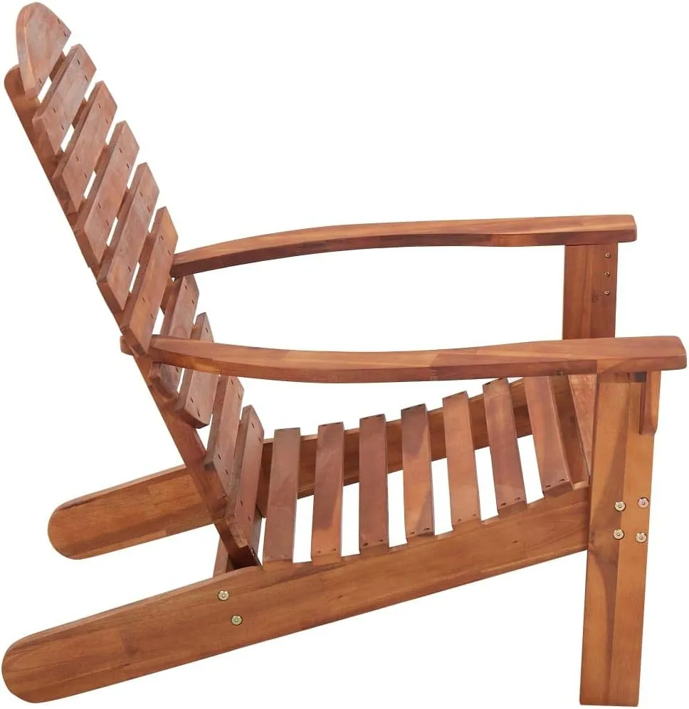 Solid Acacia Wood Adirondack Chair Outdoor Patio Furniture 35 Inch Wide Garden Lounge Chair with Contoured Seat and High Backrest for Beach Camping Deck