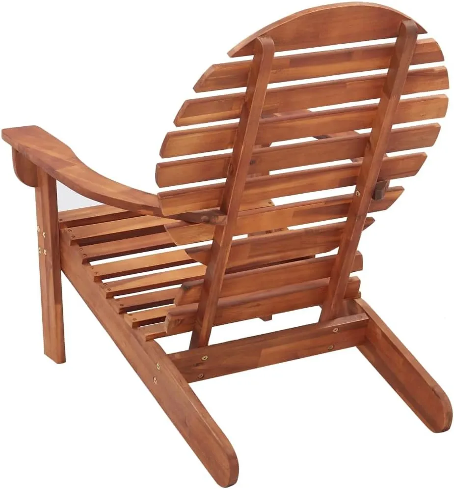 Solid Acacia Wood Adirondack Chair Outdoor Patio Furniture 35 Inch Wide Garden Lounge Chair with Contoured Seat and High Backrest for Beach Camping Deck