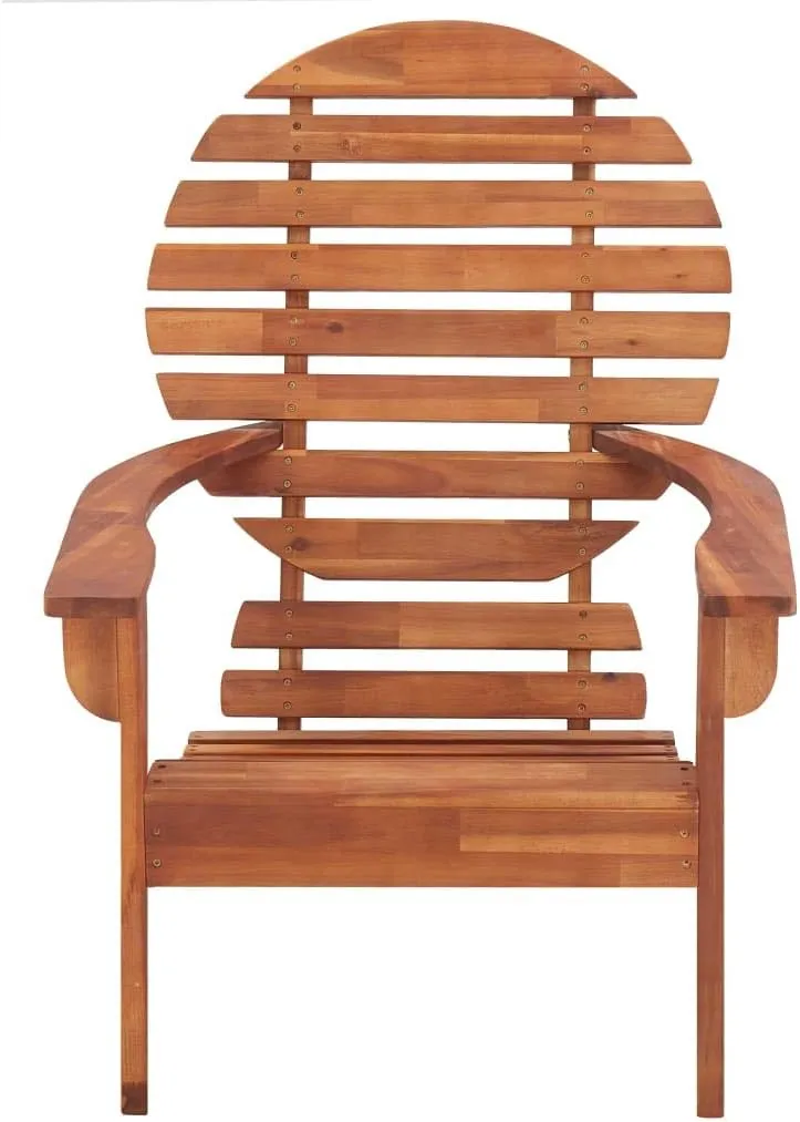 Solid Acacia Wood Adirondack Chair Outdoor Patio Furniture 35 Inch Wide Garden Lounge Chair with Contoured Seat and High Backrest for Beach Camping Deck