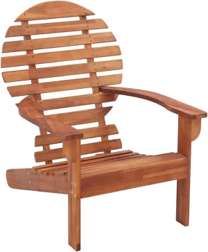 Solid Acacia Wood Adirondack Chair Outdoor Patio Furniture 35 Inch Wide Garden Lounge Chair with Contoured Seat and High Backrest for Beach Camping Deck